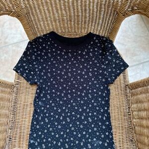 No Boundaries Black and White Floral Short Sleeve Tee